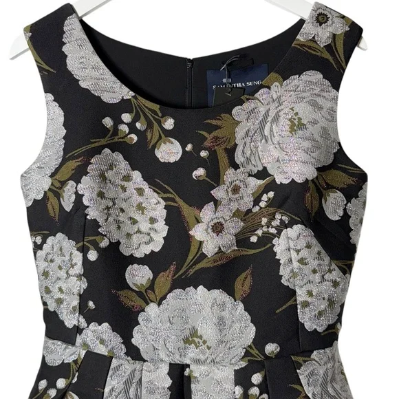 Samantha Sung Rachel‎ Dress Balconies Brocade Floral Metallic Dress Size 6 NWT